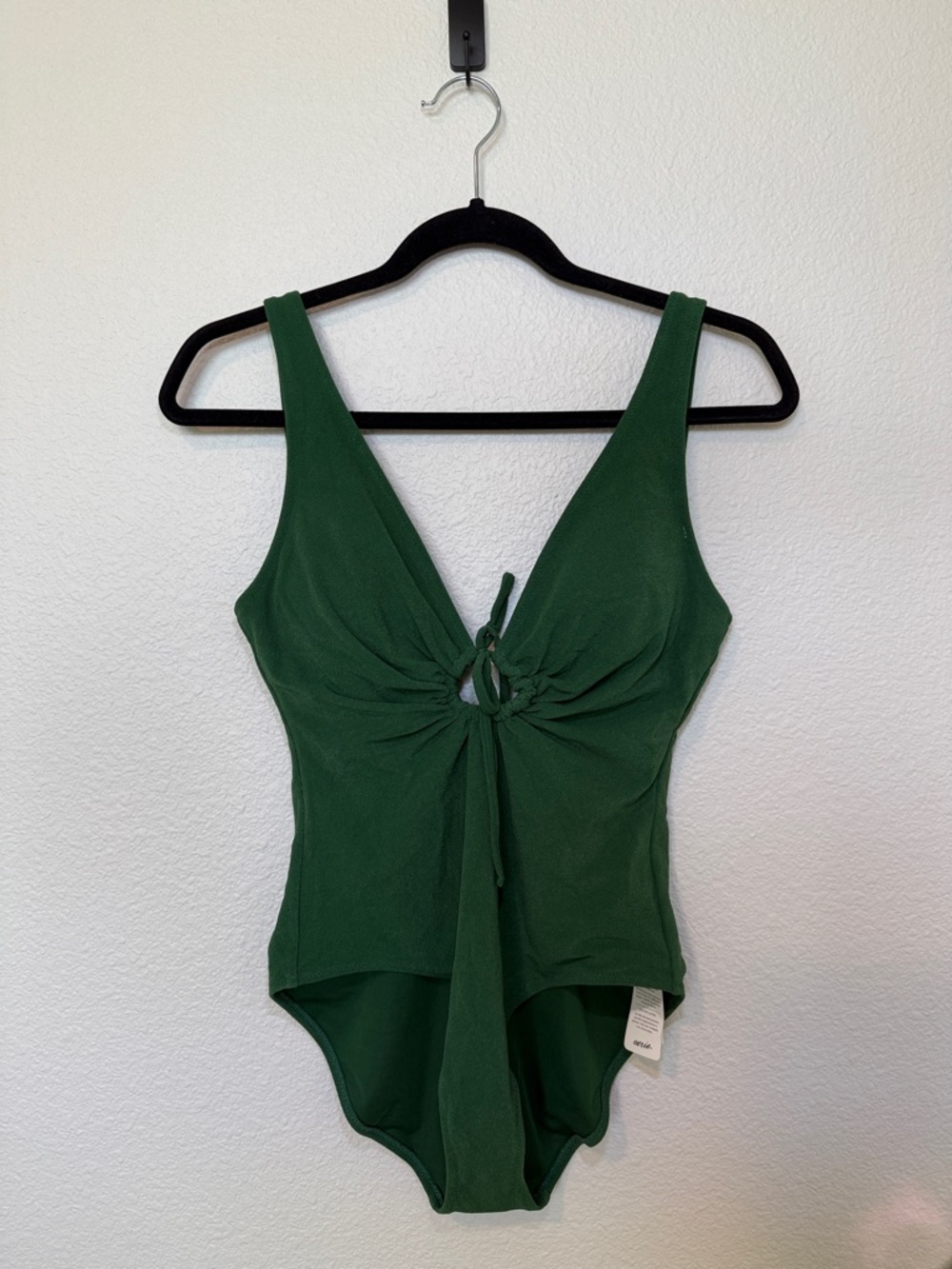 aerie Terry Keyhole One Piece in Dark Algae